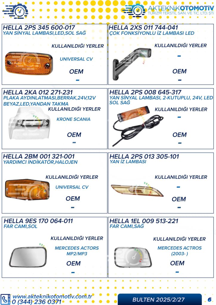 Hella Ürünleri: Güvenilir Aydınlatma ve Sensör Çözümleri